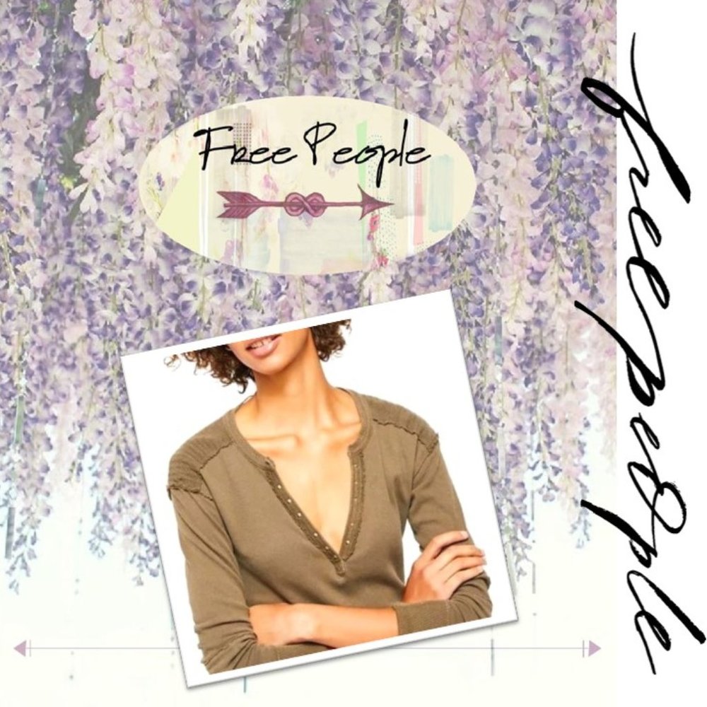 Free People Military Mix Henley Shirt